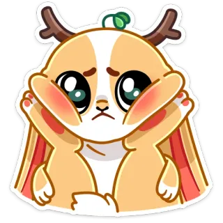 ☹️ mono, animal, ciervo, conejo, triste, morro, kawaii telegram sticker