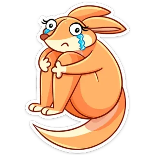 😭 crying, cartoon, sad, fox-like, kangaroo telegram sticker
