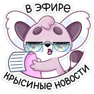 🤓 В ЭФИРЕ КРЫСИНЫЕ НОВОСТИ 코알라, 뉴스, 동물, 만화, 안경, 종이, 사무실 telegram sticker