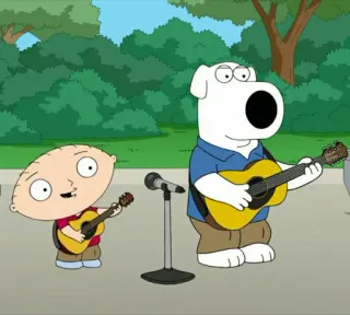 🧸 Stewie Griffin Family Guy cartoon, dog, family guy, brian griffin, stewie griffin, guitar telegram sticker
