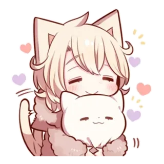 🌟 Anime, Kucing, Lucu, Kawaii, Binatang telegram sticker