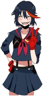 ✌️ Ryuko Matoi Kill la Kill Anime, Kill la Kill, Ryuko Matoi, Znak pokoju telegram sticker