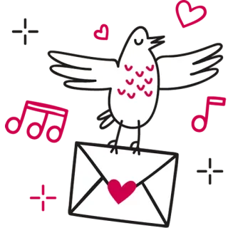 🐦 птица, письмо, любовь, сердце, конверт, милый, романтический, сообщение telegram sticker
