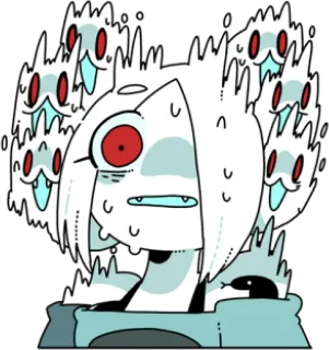😱 monster, creature, drawing, cartoon, abstract, white telegram sticker