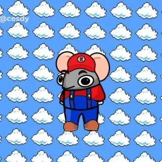 🎮 @cesdy 卡通, 角色, 老鼠, 马里奥, 云, 天空 telegram sticker