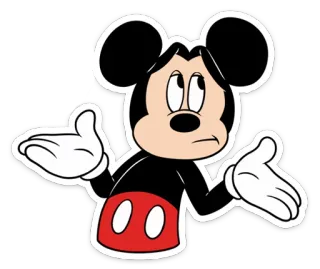 🤗 Mickey Mouse 卡通, 迪士尼, 老鼠, 耸肩, 困惑 telegram sticker