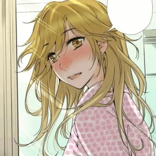 🍘 アニメ 女の子, 照れ, 可愛い, かわいい, 金髪, ポートレート, 女性 telegram sticker