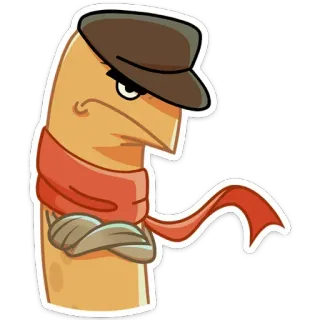 ☹ hoạt hình, nhân vật, mũ, khăn quàng cổ, khó tính telegram sticker