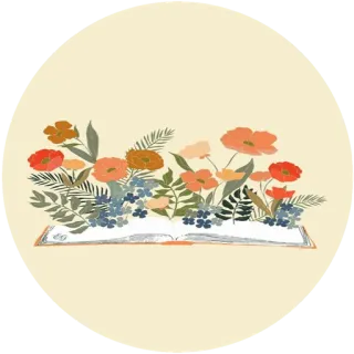 🌸 цветы, книга, цветочный, чтение, природа, растения telegram sticker