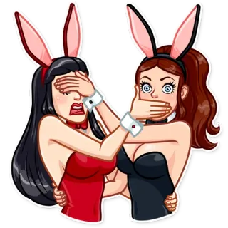 😧 заяц, женщины, playboy, иллюстрация, кролик telegram sticker
