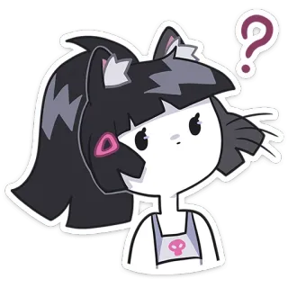 🤨 chica gato, anime, manga, signo de interrogación, sticker, dibujos animados, lindo, ilustración telegram sticker