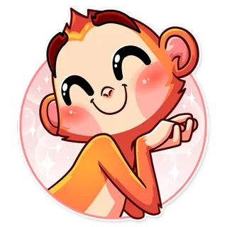 😊 singe, animal, mignon, dessin animé, autocollant telegram sticker