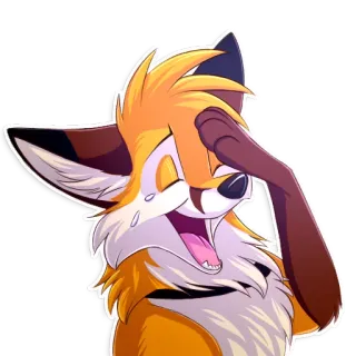😂 renard, dessin animé, rire, poilu, gêné, animal telegram sticker