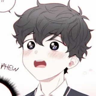 🙁 PHEW Anime, Dibujos animados, Chico, Lindo, Pegatina, Personaje telegram sticker