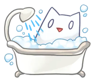 🛀 gato, baño, burbujas, ducha, lindo, animal, dibujo animado whatsapp sticker