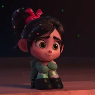 👾 Vanellope von Schweetz Wreck-It Ralph Vanellope, Ralph reichts, Disney, Figur, Cartoon, traurig, animiert whatsapp sticker