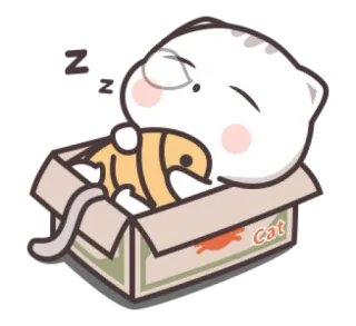 😺 Cat gato, caja, durmiendo, lindo, animal, dibujos animados telegram sticker