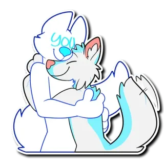 🤗 you furry, hug, cute, anthropomorphic, love, affection, wolf, fox telegram sticker