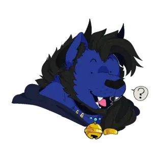 😯 antropomorf, furry, dier, hond, vraagteken, halsband, bel telegram sticker