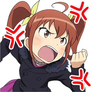 💢 zły, anime, dziewczyna, sfrustrowana, kreskówka, oburzona telegram sticker