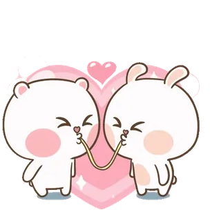 😘 Dessin animé, Animal, Mignon, Amour, Coeur, Romantique, Nourriture whatsapp sticker