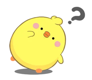 🤔 小鸡, 鸟, 问号, 可爱, 卡通, 动物, 黄色, 困惑 telegram sticker