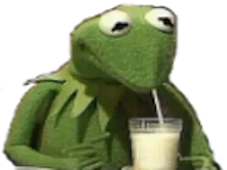 ✌ Kermit Żaba Kermit, pacynka, pijący, mem telegram sticker