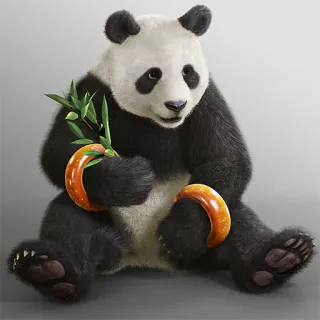 🐼 แพนด้า, สัตว์, หมี, ไม้ไผ่ telegram sticker