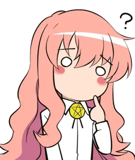 🤔 anime, chica, pelo rosa, pregunta, confundida whatsapp sticker