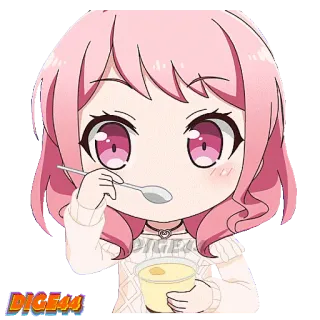 🫘 DIGE44 动漫, 可爱, 女孩, 吃, 甜点 whatsapp sticker