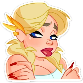 😔 emoji, sticker, woman, blonde, cartoon, expression, sarcastic telegram sticker