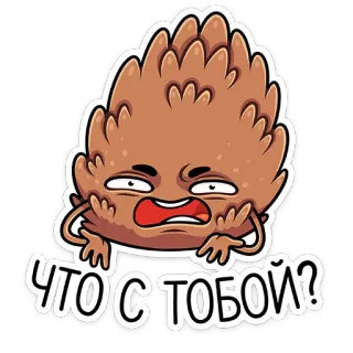 😑 ЧТО С ТОБОЙ? шишка, мультик, русский, вопрос telegram sticker