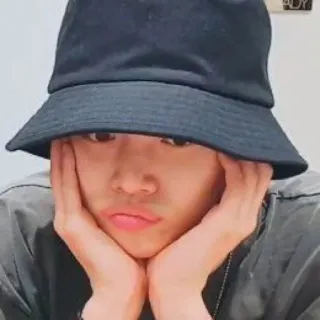 😐 persoon, hoed, bucket hat, schattig, portret telegram sticker