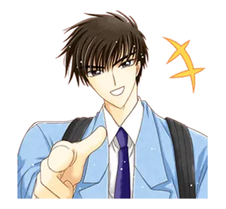 😜 anime, manga, character, pointing, illustration, cartoon telegram sticker