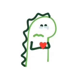 🐛 dinozaur, smutny, płacz, serce, kreskówka, ilustracja telegram sticker