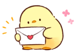 🤩 pollito, pájaro, sobre, corazón, lindo, animal, carta de amor whatsapp sticker