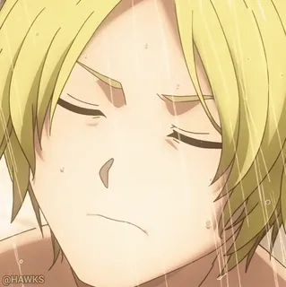 🚿 @HAWKS anime, blonde hair, rain, sad, character, animated whatsapp sticker