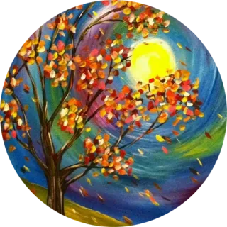 🌳 tree, autumn, painting, landscape, art, fall, nature, colorful whatsapp sticker