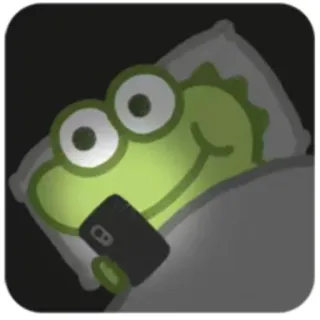 📱 frog, cell phone, bed, cartoon, sleepy, night telegram sticker