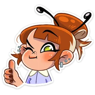 👍 만화, 소녀, 엄지 척, 스티커 telegram sticker