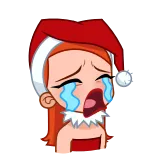 😭 huilen, verdrietig, kerst, kerstmuts, cartoon, emotie, illustratie telegram sticker