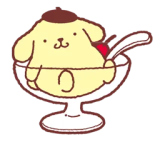 🙂 Pom Pom Purin kawaii, pudding, dog, dessert, sanrio telegram sticker