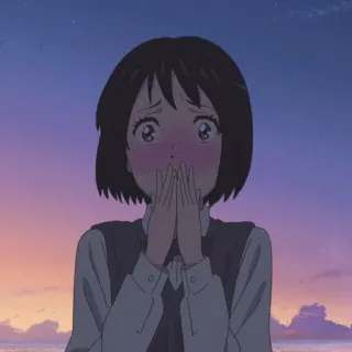 🍣 anime, fille, rougissante, surprise, inquiète telegram sticker