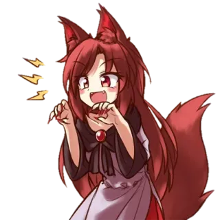 🐺 Anime, Vos, Kemonomimi, Schattig, Rood Haar, Antropomorf telegram sticker