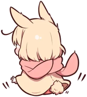 😶 Q版, 可爱, 卡哇伊, 兽耳, 围巾 telegram sticker