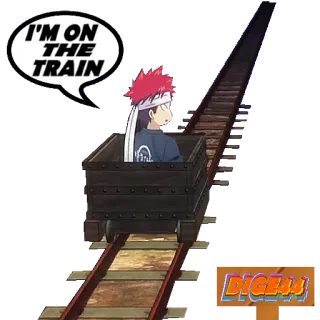 🚂 I'M ON THE TRAIN Treno, Anime, Carrello miniera, Trasporti, Umorismo telegram sticker