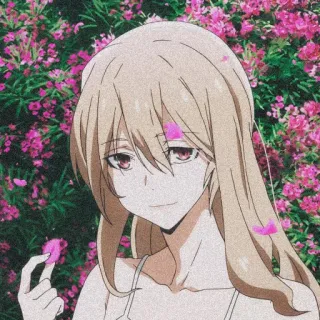 💌 Garota anime, Floral, Retrato, Mulher, Desenho animado telegram sticker