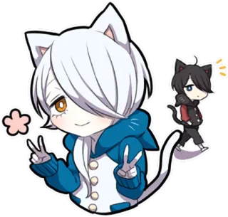 ✌ kot, anime, naklejka, kawaii, słodkie, chibi, kreskówka telegram sticker