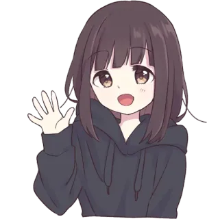 👋 fille anime, dessin animé, kawaii, mignon, salutation telegram sticker