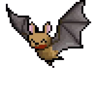 😆 bat, animal, flying, cute, cartoon, pixel art whatsapp sticker